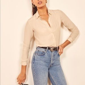 Reformation Silk Anna Blouse Sz L. NWOT